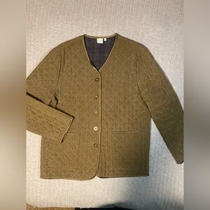 100% Silk Quilted Jacket Womens M Garnet Hill Vintage Cottagecore Quiet Luxury